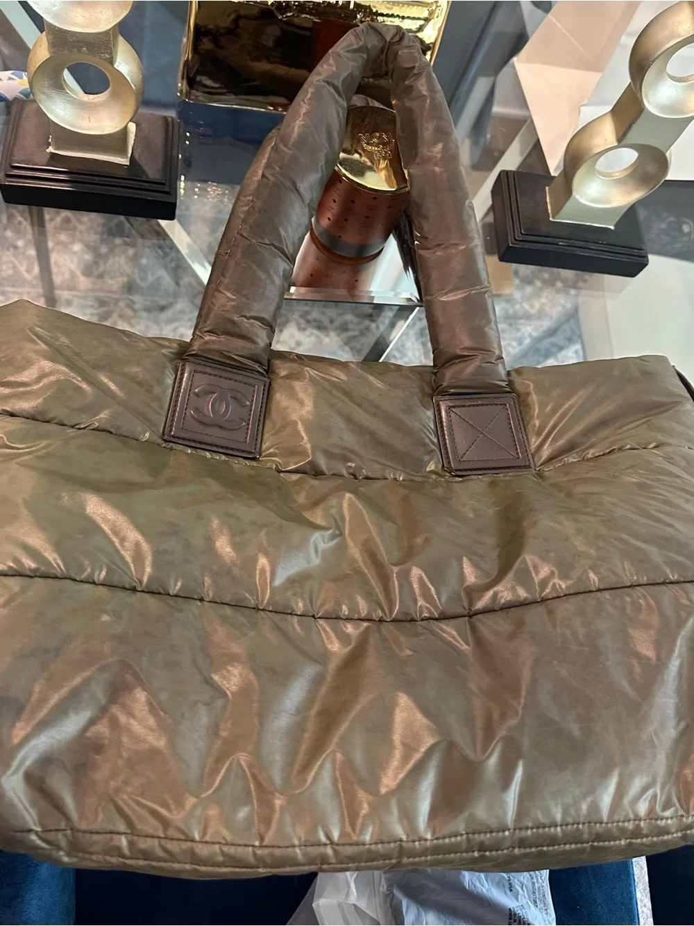 CHANEL Olive Green Cocoon Nylon Tote Bag